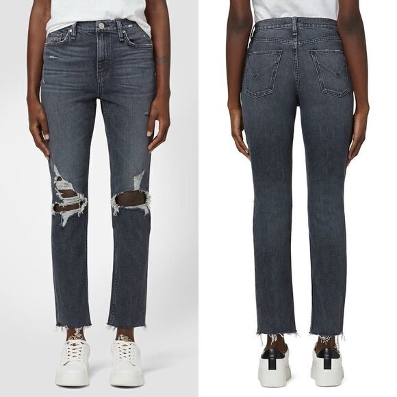 NWT Hudson Holly High-Rise Dark Gray Tinted Straight Jeans - Size: 25 - Picture 1 of 11